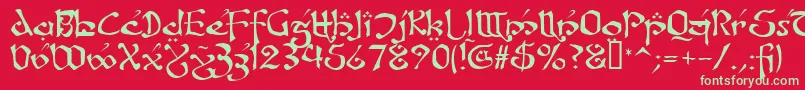 フォントFanjoLeoda – 赤い背景に緑の文字