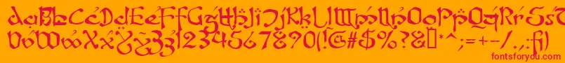 FanjoLeoda Font – Red Fonts on Orange Background