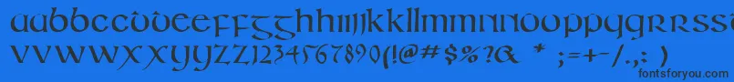 Czcionka Irishuncialphabet – czarne czcionki na niebieskim tle