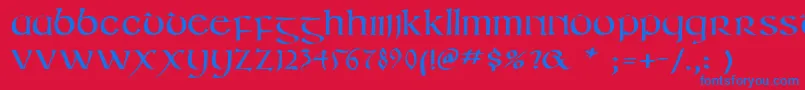 Czcionka Irishuncialphabet – niebieskie czcionki na czerwonym tle