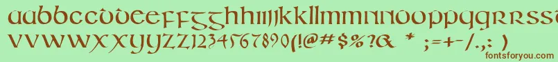 Шрифт Irishuncialphabet – коричневые шрифты на зелёном фоне