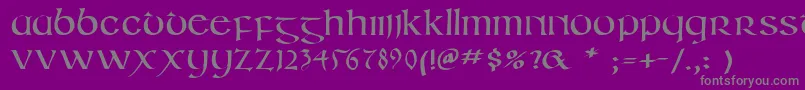 Irishuncialphabet-Schriftart – Graue Schriften auf violettem Hintergrund