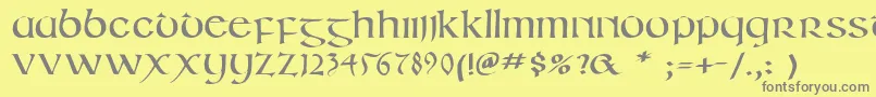 Fonte Irishuncialphabet – fontes cinzas em um fundo amarelo