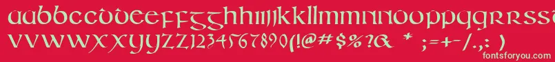 Police Irishuncialphabet – polices vertes sur fond rouge