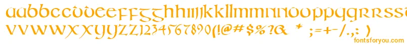 Irishuncialphabet-Schriftart – Orangefarbene Schriften auf weißem Hintergrund