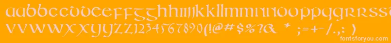 Irishuncialphabet Font – Pink Fonts on Orange Background