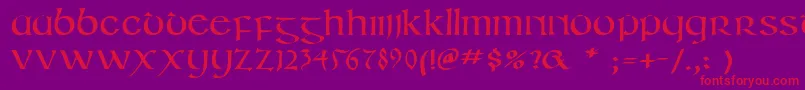 Czcionka Irishuncialphabet – czerwone czcionki na fioletowym tle