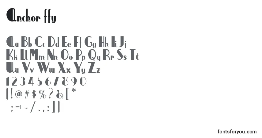 Czcionka Anchor ffy – alfabet, cyfry, specjalne znaki