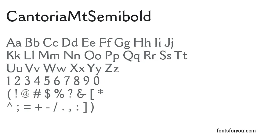 Czcionka CantoriaMtSemibold – alfabet, cyfry, specjalne znaki