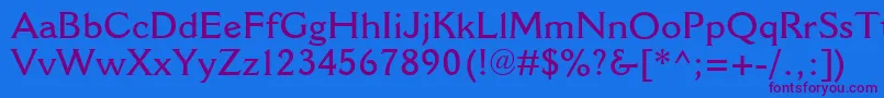 Weitere Informationen zur CantoriaMtSemibold-Schriftart CantoriaMtSemibold-Schriftart – Violette Schriften auf blauem Hintergrund
