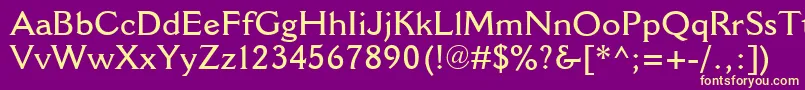 Fonte CantoriaMtSemibold – fontes amarelas em um fundo roxo