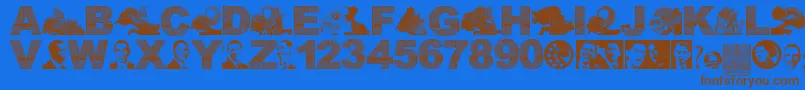 Wayangobama2009b Font – Brown Fonts on Blue Background