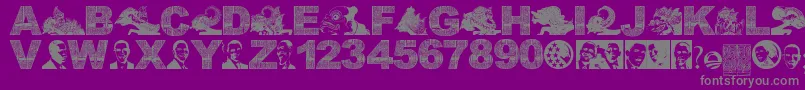Wayangobama2009b Font – Gray Fonts on Purple Background