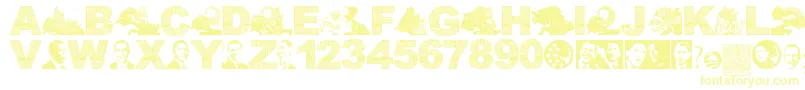 Wayangobama2009b Font – Yellow Fonts on White Background