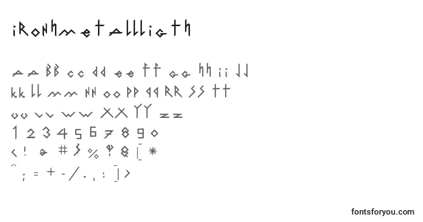 Schriftart IronhMetallLigth – Alphabet, Zahlen, spezielle Symbole