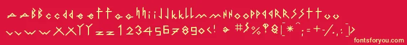 IronhMetallLigth Font – Yellow Fonts on Red Background
