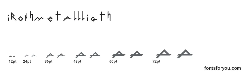 Размеры шрифта IronhMetallLigth