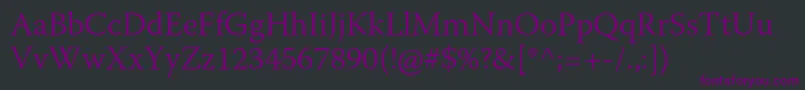 フォントWarnockproLight – 黒い背景に紫のフォント