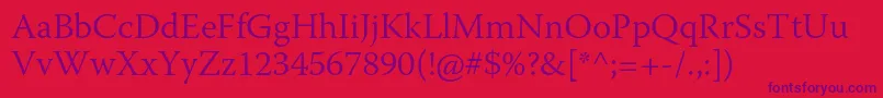 WarnockproLight Font – Purple Fonts on Red Background