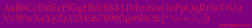 WarnockproLight Font – Red Fonts on Purple Background