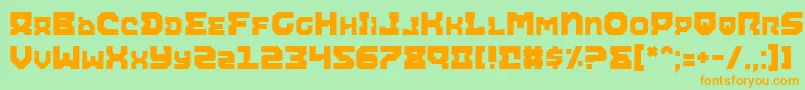 フォントAira – オレンジの文字が緑の背景にあります。