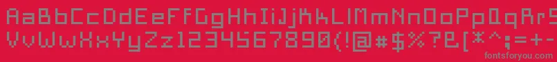 PixelSquare10-Schriftart – Graue Schriften auf rotem Hintergrund