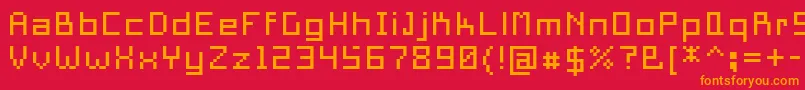 fuente PixelSquare10 – Fuentes Naranjas Sobre Fondo Rojo