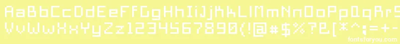 Czcionka PixelSquare10 – białe czcionki na żółtym tle