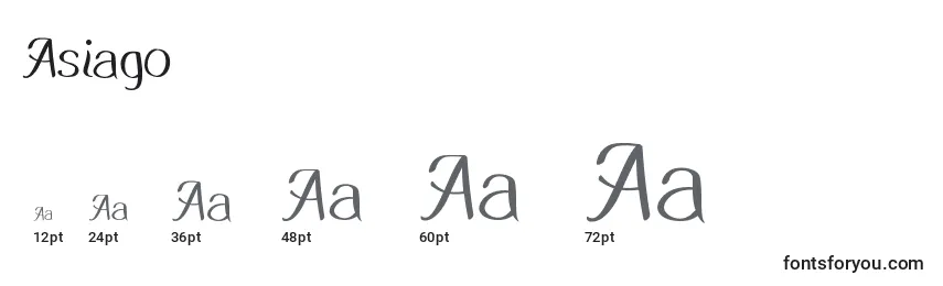Размеры шрифта Asiago