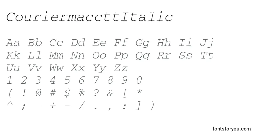 Шрифт CouriermaccttItalic – алфавит, цифры, специальные символы