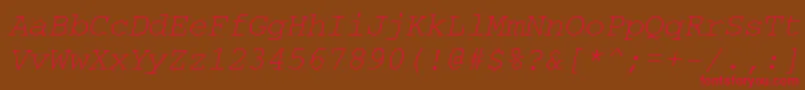 フォントCouriermaccttItalic – 赤い文字が茶色の背景にあります。