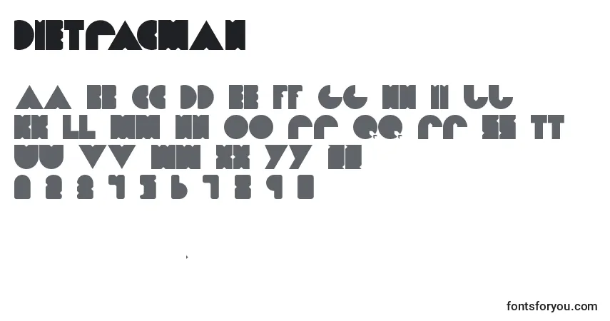 A fonte Dietpacman – alfabeto, números, caracteres especiais