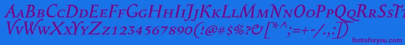 SerapioniiscItalic Font – Purple Fonts on Blue Background