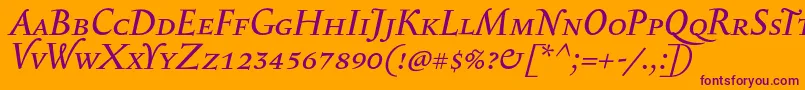 SerapioniiscItalic Font – Purple Fonts on Orange Background