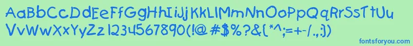 KiddydbNormal Font – Blue Fonts on Green Background