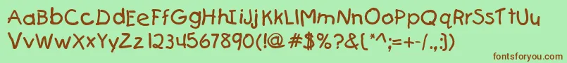 KiddydbNormal Font – Brown Fonts on Green Background