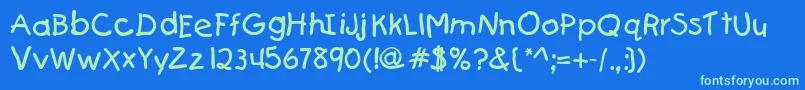 KiddydbNormal Font – Green Fonts on Blue Background