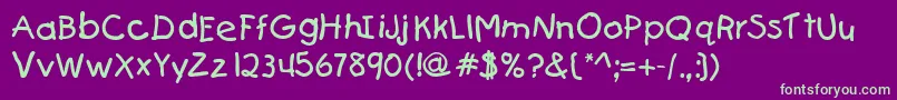 KiddydbNormal Font – Green Fonts on Purple Background