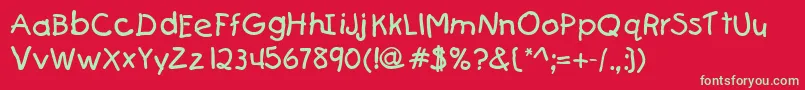 KiddydbNormal Font – Green Fonts on Red Background