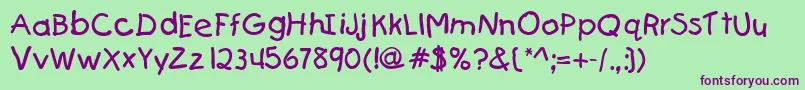 KiddydbNormal Font – Purple Fonts on Green Background