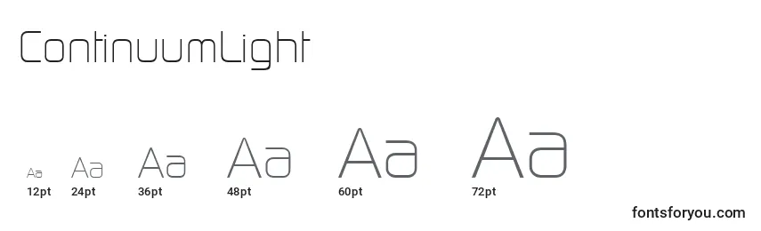 ContinuumLight Font Sizes