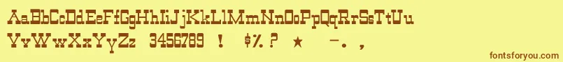 フォントWildwestNormal – 茶色の文字が黄色の背景にあります。