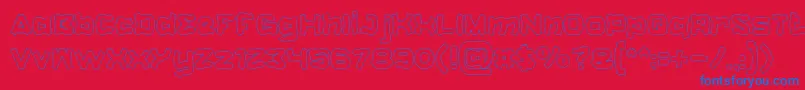 フォントCatalystHollow – 赤い背景に青い文字