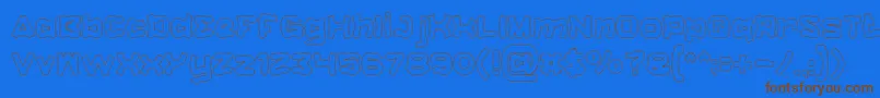 フォントCatalystHollow – 茶色の文字が青い背景にあります。