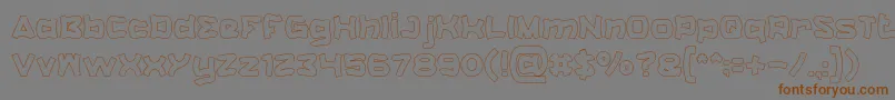 フォントCatalystHollow – 茶色の文字が灰色の背景にあります。