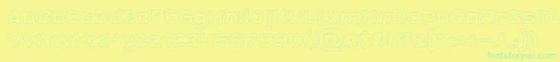 フォントCatalystHollow – 黄色い背景に緑の文字