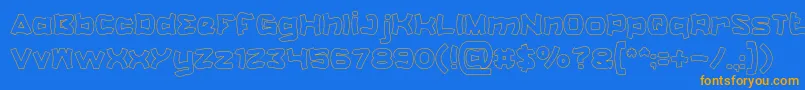 フォントCatalystHollow – オレンジ色の文字が青い背景にあります。
