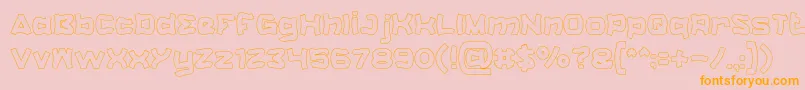 フォントCatalystHollow – オレンジの文字がピンクの背景にあります。