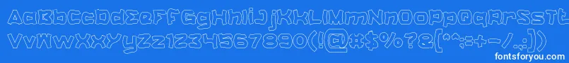 フォントCatalystHollow – 青い背景に白い文字