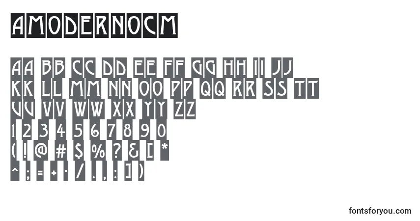 A fonte AModernocm – alfabeto, números, caracteres especiais